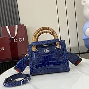 Okify Gucci Diana Bamboo Crocodile Mini Tote Bag In Blue 20x16x10cm  - 1