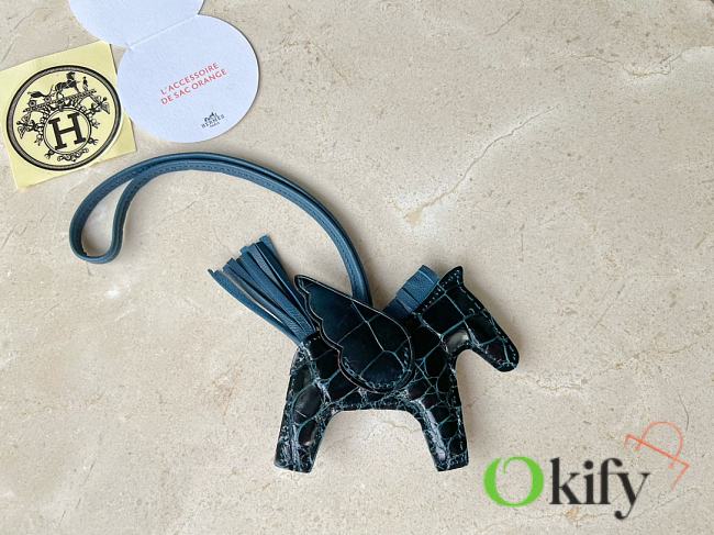 Okify Hermes Black Pony Rodeo pegase Bag Charm  - 1