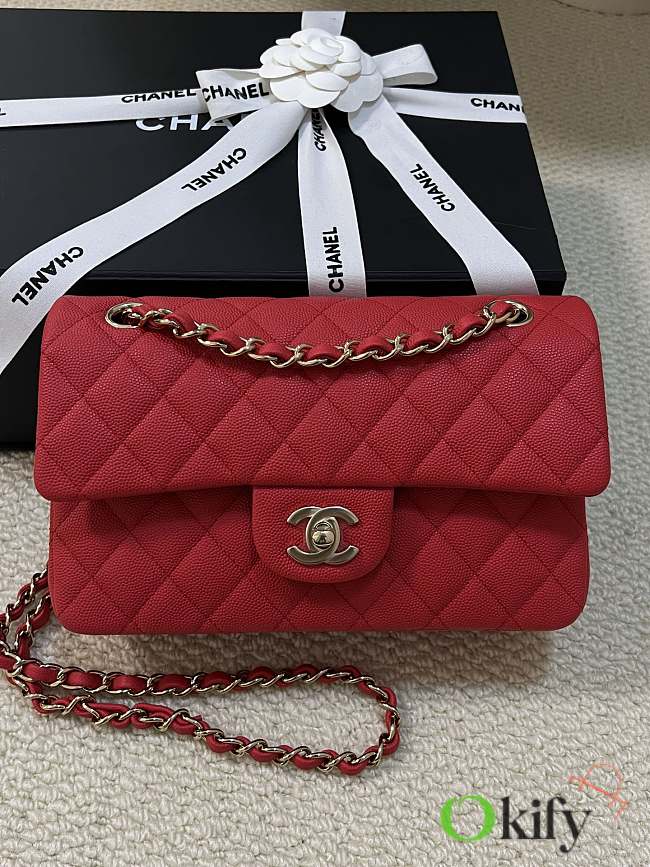 Okify Chanel Classic Flap Bag In Red 25cm - 1