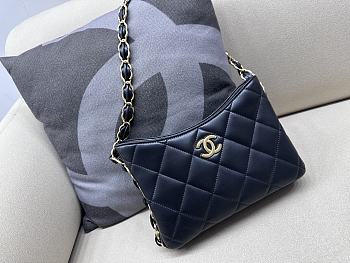 Okify Chanel Hobo Lambskin Handbag In Black 17x24x5cm 