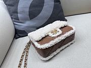 Okify Chanel Small Shearling Lambskin Flap Bag In Brown 12x18x6cm - 4