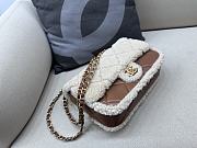 Okify Chanel Medium Shearling Lambskin Flap Bag In Brown 16x23.5x7.5cm - 3