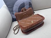 Okify Chanel Medium Shearling Lambskin Flap Bag In Full Brown 16x23.5x7.5cm - 6