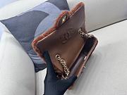 Okify Chanel Medium Shearling Lambskin Flap Bag In Full Brown 16x23.5x7.5cm - 5