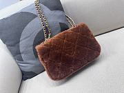 Okify Chanel Medium Shearling Lambskin Flap Bag In Full Brown 16x23.5x7.5cm - 2