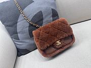 Okify Chanel Small Shearling Lambskin Flap Bag In Full Brown 12x18x6cm - 1