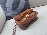 Okify Chanel Small Shearling Lambskin Flap Bag In Full Brown 12x18x6cm - 4