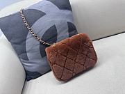 Okify Chanel Small Shearling Lambskin Flap Bag In Full Brown 12x18x6cm - 2