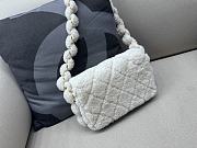 Okify Chanell Shearling Lambskin Flap Bag With White Velvet Braided 17x23x10cm  - 4