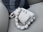 Okify Chanell Shearling Lambskin Flap Bag With White Velvet Braided 17x23x10cm  - 2