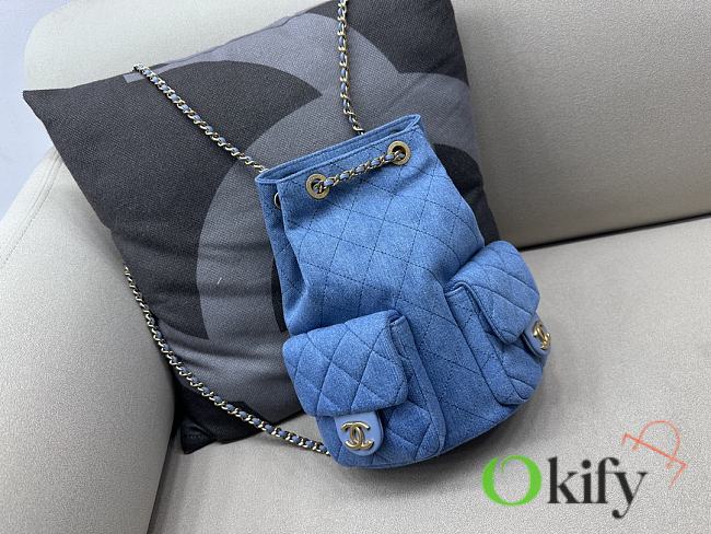 Okify Chanel 25C Early Spring Denim Small Backpack 24.5x18x8cm - 1