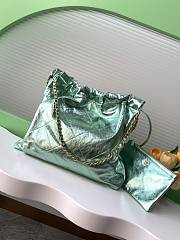 Okify Chanel 22 Large Bag With Green Metallic Calfskin 39x42x7cm - 3