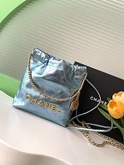 Okify Chanel 22 Mini Bag With Blue Metallic Calfskin 19x20x6cm - 1