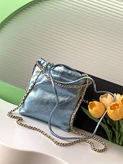 Okify Chanel 22 Mini Bag With Blue Metallic Calfskin 19x20x6cm - 2