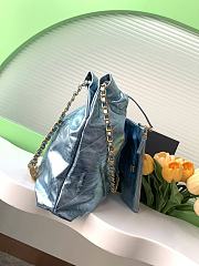 Okify Chanel 22 Medium Bag With Blue Metallic Calfskin 35x37x7cm - 2