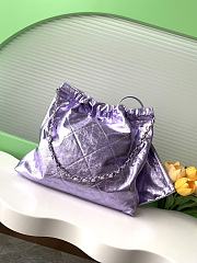 Okify Chanel 22 Large Bag With Purple Metallic Calfskin 39x42x7cm - 2