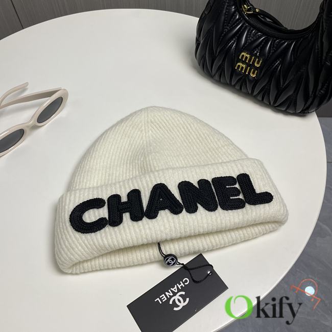 Okify Chanel White Beanie Hat 19448 - 1