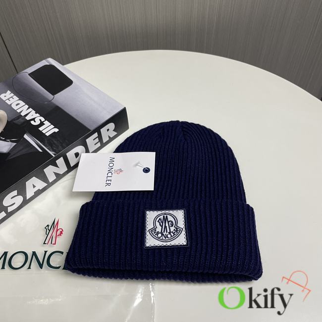 Okify Moncler Dark Blue Beanie Hat 19452 - 1