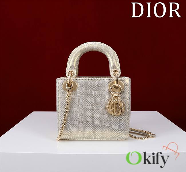 Okify Dior Lady Diana Three Grid Snakeskin 17x15x7cm 19467 - 1