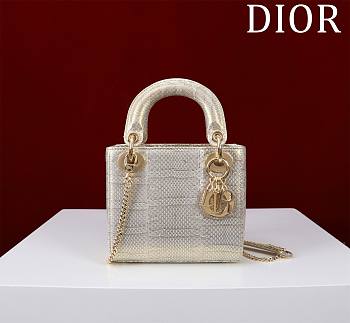 Okify Dior Lady Diana Three Grid Snakeskin 17x15x7cm 19467