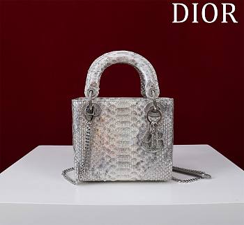 Okify Dior Lady Diana Three Grid Snakeskin 17x15x7cm 19469