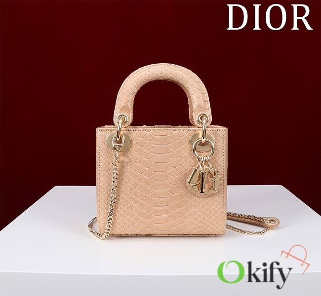 Okify Dior Lady Diana Three Grid Snakeskin 17x15x7cm 19470 - 1