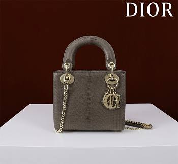 Okify Dior Lady Diana Three Grid Snakeskin In Grey Gray 17x15x7cm 