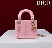 Okify Dior Lady Diana Three Grid Snakeskin In Pink 17x15x7cm  - 1