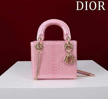 Okify Dior Lady Diana Three Grid Snakeskin In Pink 17x15x7cm 