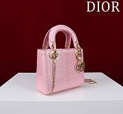 Okify Dior Lady Diana Three Grid Snakeskin In Pink 17x15x7cm  - 4