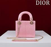 Okify Dior Lady Diana Three Grid Snakeskin In Pink 17x15x7cm  - 3