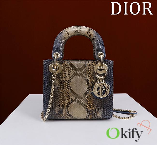 Okify Dior Lady Diana Three Grid Snakeskin 17x15x7cm 19474 - 1