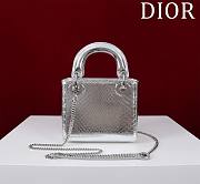 Okify Dior Lady Diana Three Grid Snakeskin In Silver 17x15x7cm  - 4