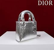 Okify Dior Lady Diana Three Grid Snakeskin In Silver 17x15x7cm  - 3