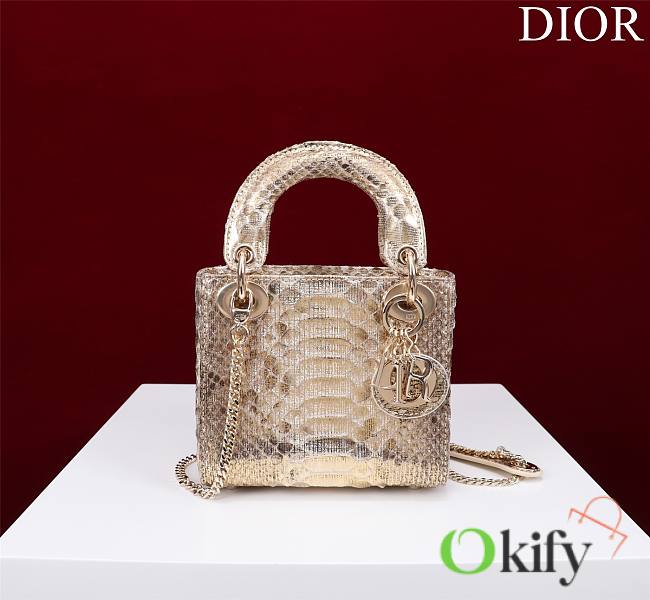 Okify Dior Lady Diana Three Grid Snakeskin 17x15x7cm 19476 - 1