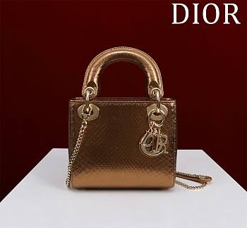 Okify Dior Lady Diana Three Grid Snakeskin In Bronze 17x15x7cm 