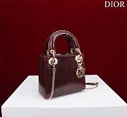 Okify Dior Lady Diana Three Grid Snakeskin In Wine Red 17x15x7cm  - 5