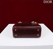 Okify Dior Lady Diana Three Grid Snakeskin In Wine Red 17x15x7cm  - 4