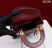 Okify Dior Lady Diana Three Grid Snakeskin In Wine Red 17x15x7cm  - 2