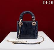 Okify Dior Lady Diana Three Grid Snakeskin In Dark Blue 17x15x7cm  - 5