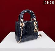 Okify Dior Lady Diana Three Grid Snakeskin In Dark Blue 17x15x7cm  - 3