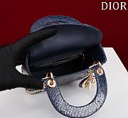 Okify Dior Lady Diana Three Grid Snakeskin In Dark Blue 17x15x7cm  - 2