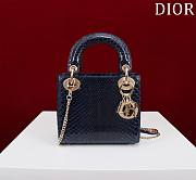 Okify Dior Lady Diana Three Grid Snakeskin In Dark Blue 17x15x7cm  - 1