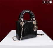 Okify Dior Lady Diana Three Grid Snakeskin In Black 17x15x7cm  - 4