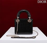 Okify Dior Lady Diana Three Grid Snakeskin In Black 17x15x7cm  - 2