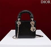 Okify Dior Lady Diana Three Grid Snakeskin In Black 17x15x7cm  - 1