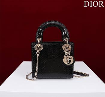 Okify Dior Lady Diana Three Grid Snakeskin In Black 17x15x7cm 