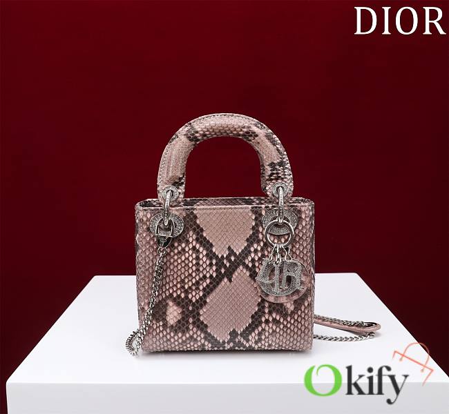 Okify Dior Lady Diana Three Grid Snakeskin 17x15x7cm 19483 - 1