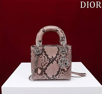 Okify Dior Lady Diana Three Grid Snakeskin 17x15x7cm 19483