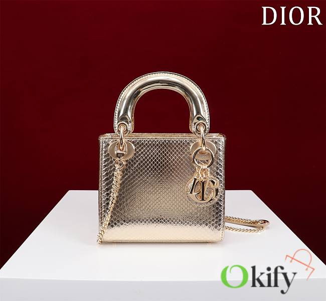 Okify Dior Lady Diana Three Grid Snakeskin 17x15x7cm 19484 - 1